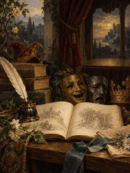 Symbolic literary illustration for E. Nesbit William Shakespeare