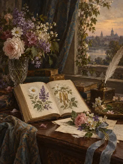 Symbolic literary illustration for Henrietta Dumont