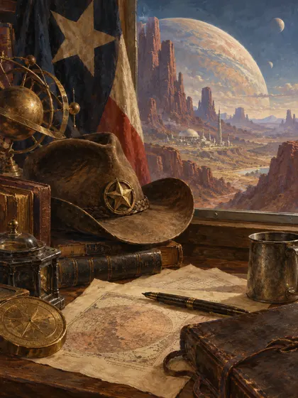 Symbolic literary illustration for H. Beam Piper John J. McGuire