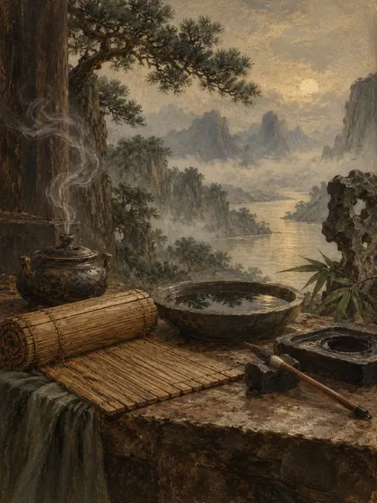 Symbolic literary illustration for Laozi
