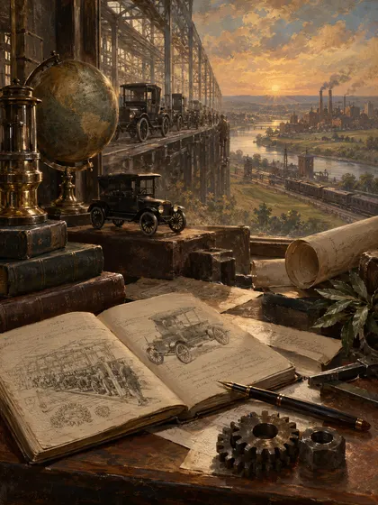 Symbolic literary illustration for Henry Ford Samuel Crowther