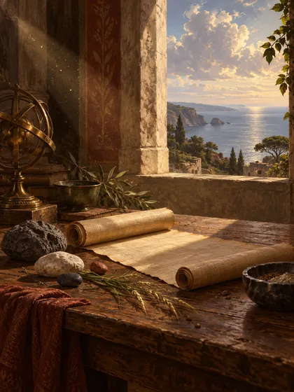 Symbolic literary illustration for Titus Lucretius Carus