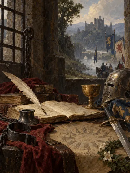Symbolic literary illustration for Sir Thomas Malory