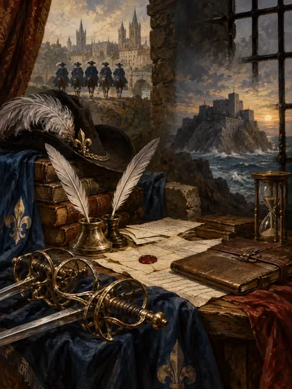 Symbolic literary illustration for Alexandre Dumas Auguste Maquet