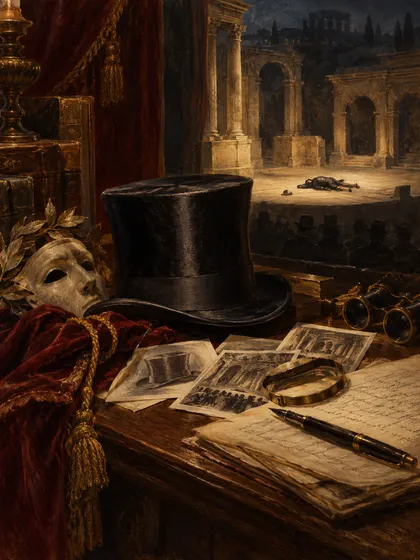 Symbolic literary illustration for Ellery Queen